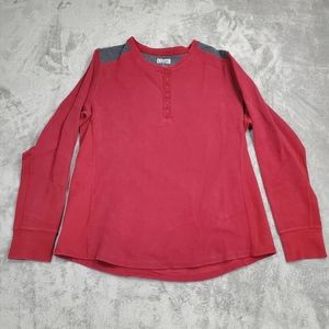 Duluth Trading Co. Henley Shirt Mens Large Long Sleeve Burgandy